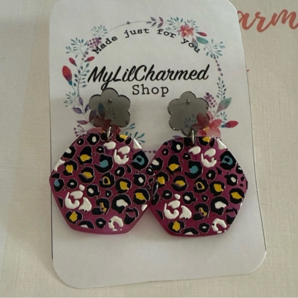 Handmade Womens Colorful Hexagon Earrings NEW